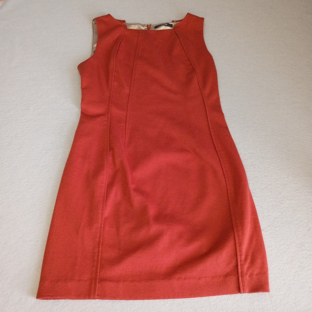 TAHARI‎ Size 8 Burnt Orange Midi Sleeveless Dress Mid Weight Dress Casual Office